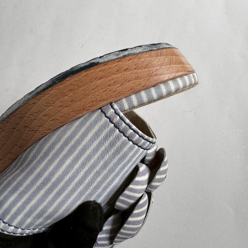 🤍清純款💙Chanel 藍白色山茶花低跟涼鞋38-19