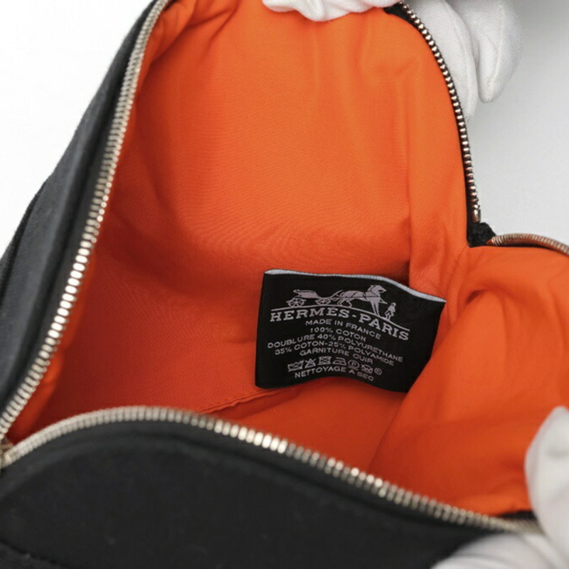 愛馬仕 Bolide PM 20 手拿包，帆布和皮革材質，黑色-4