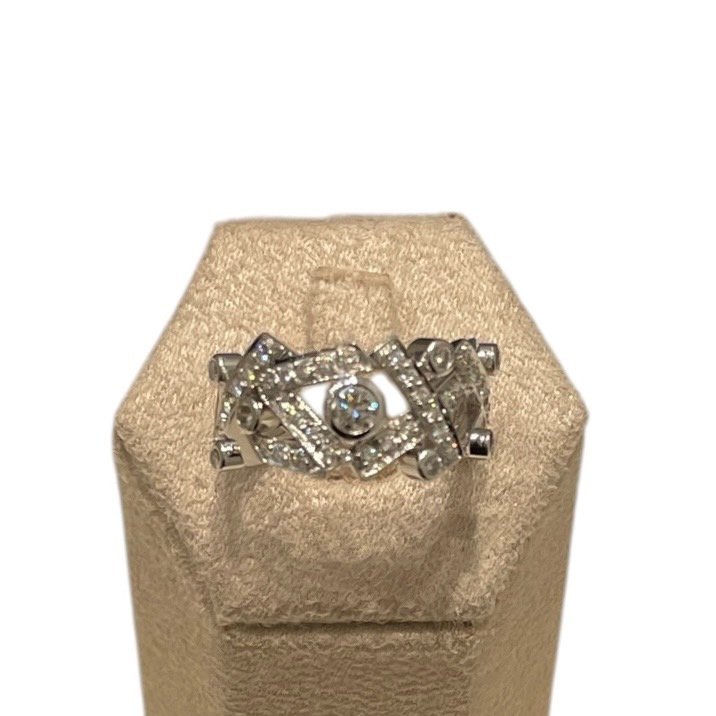 CHANEL 香奈兒 HUGS & KISSES 鑽石戒指 K18WG #50-0