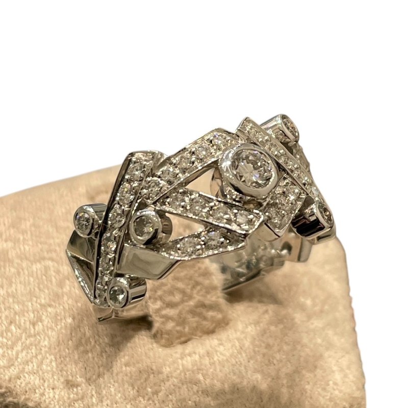 CHANEL 香奈兒 HUGS & KISSES 鑽石戒指 K18WG #50-1