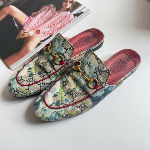 🎊辨識度超高 Gucci Princetown系列花卉穆勒鞋37.5