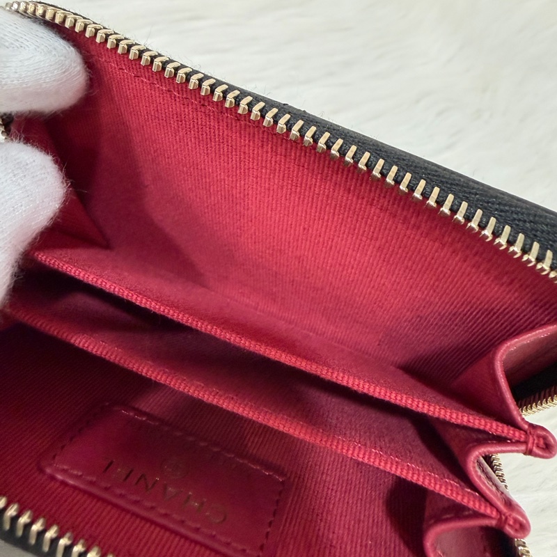 Chanel 19 AP0949 黑羊皮金扣短夾 短夾 零錢包 卡包 卡夾-27