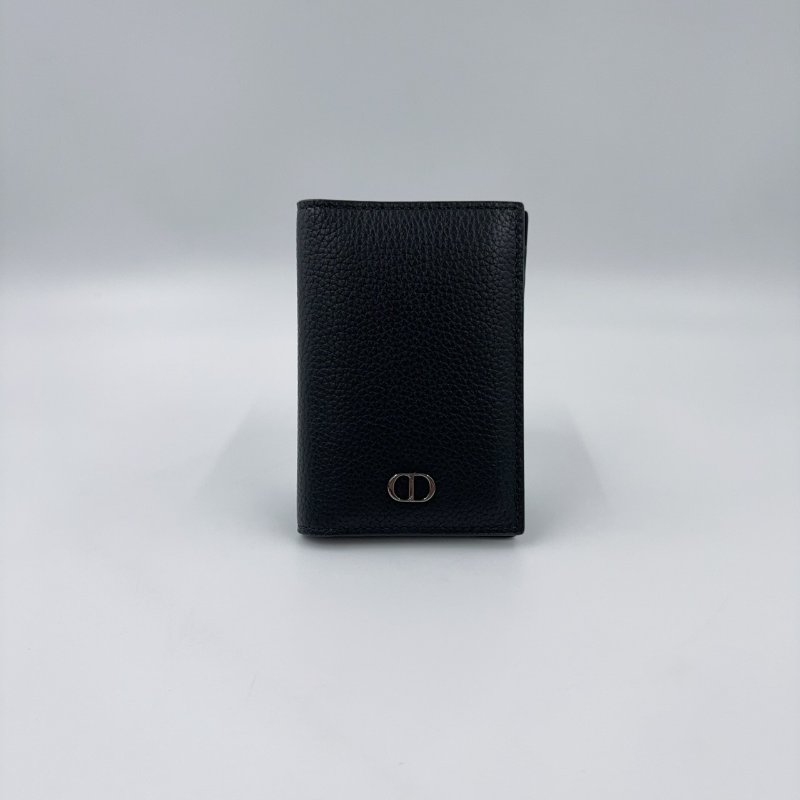 DIOR黑色牛皮直式對折卡夾-2