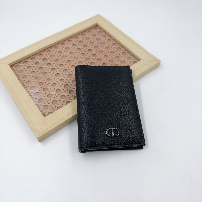 DIOR黑色牛皮直式對折卡夾-3