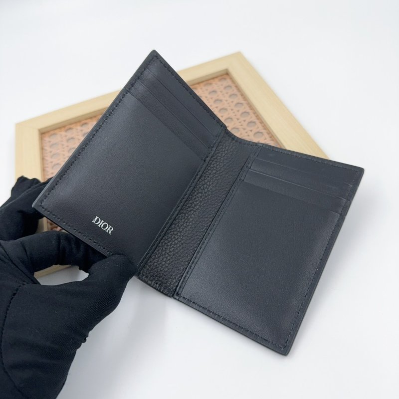 DIOR黑色牛皮直式對折卡夾-4