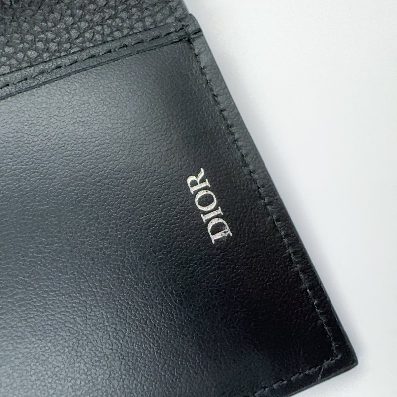 DIOR黑色牛皮直式對折卡夾-5