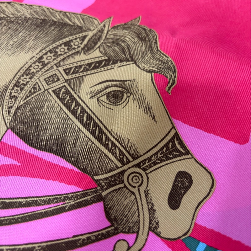 HERMES Cavalier En Formes 馬 駿馬 圖形騎士 方巾 絲巾 90ㄨ90-1