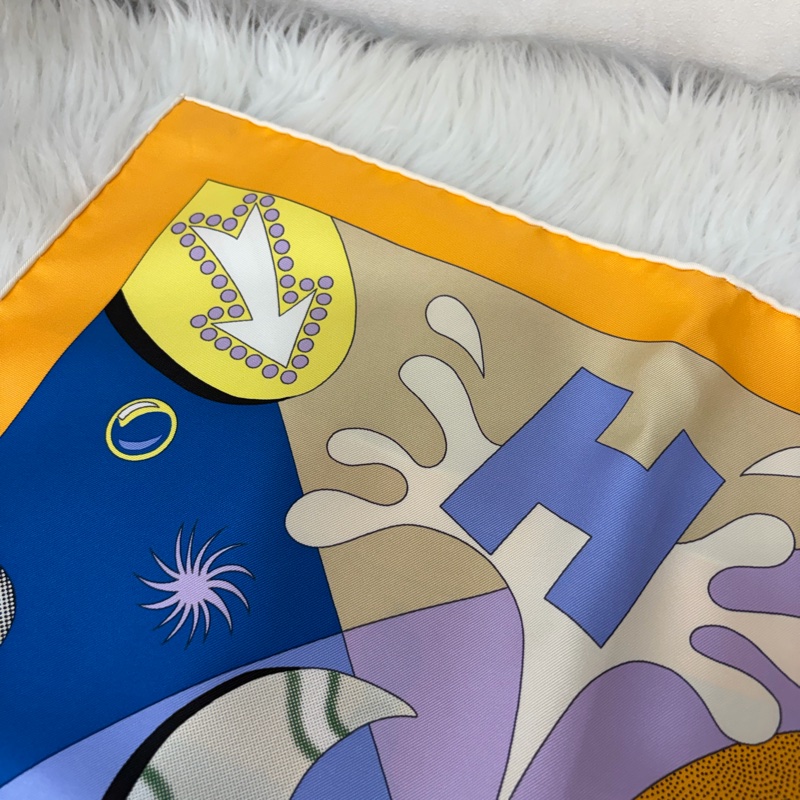 HERMES 愛馬仕 多色 絲質 CA DECOIFFE 人偶 動物 90ㄨ90 絲巾-10