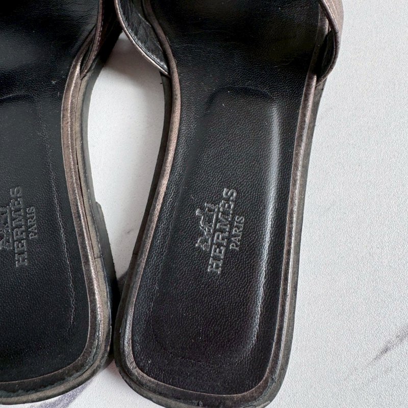 💖全網最低價 Hermes 香檳色真皮涼拖36.5-1