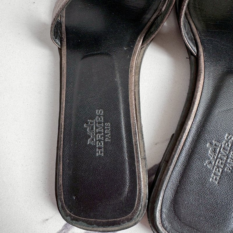 💖全網最低價 Hermes 香檳色真皮涼拖36.5-4