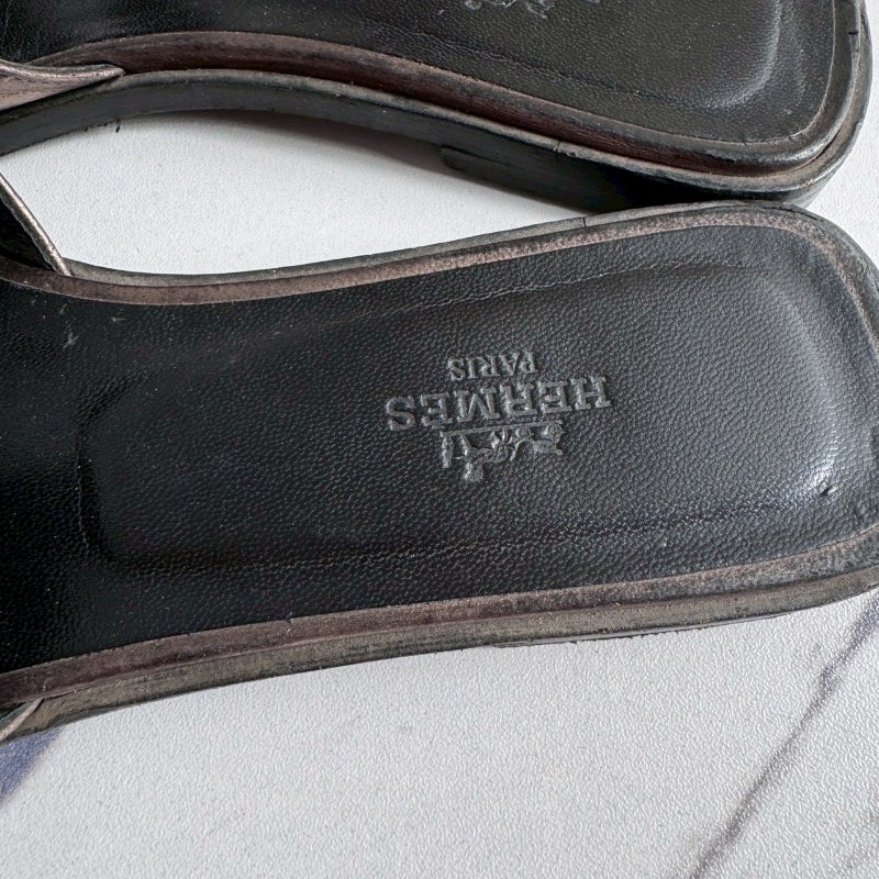 💖全網最低價 Hermes 香檳色真皮涼拖36.5-7