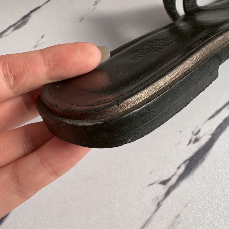 💖全網最低價 Hermes 香檳色真皮涼拖36.5-14