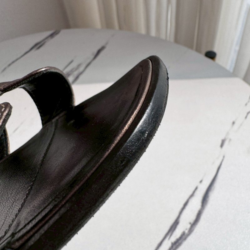 💖全網最低價 Hermes 香檳色真皮涼拖36.5-18