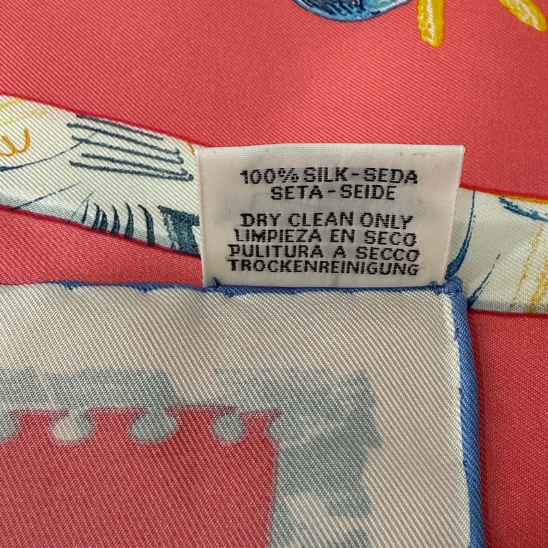 HERMES Chevaloscope 桃粉橘 藍色 多彩 趣味 百變造型 馬頭方形 90ㄨ90 絲巾-15