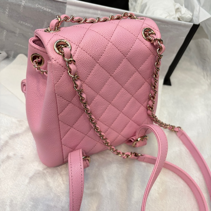 Chanel duma小青蛙 雙肩包mini粉色-3