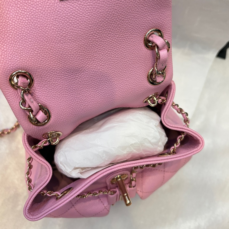 Chanel duma小青蛙 雙肩包mini粉色-8