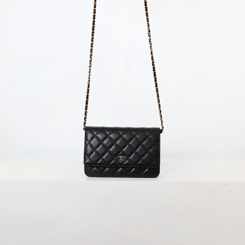 二手Chanel Woc 黑金牛/ 芯片款