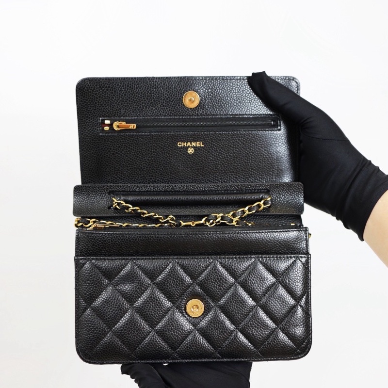 二手Chanel Woc 黑金牛/ 芯片款-11
