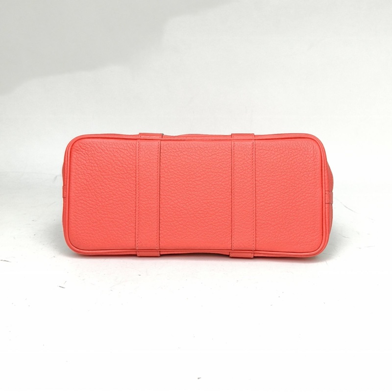 HERMES 花園包30冰川白拼火焰紅NEGONA皮/帆布Y刻銀扣-3