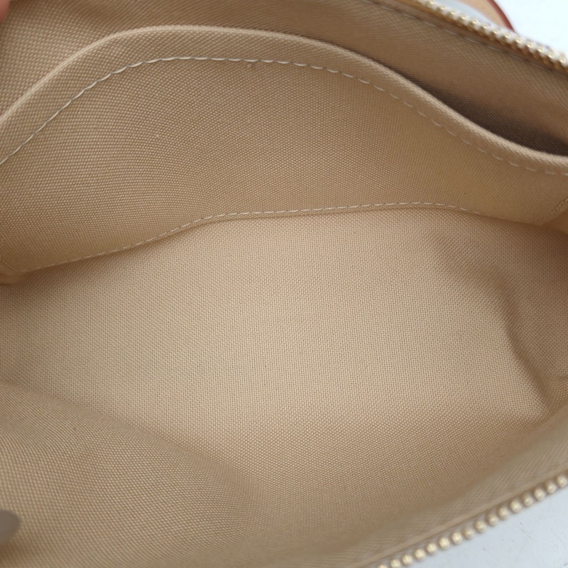 LOUIS VUITTON Pochette大麻將包白棋格PVC金扣晶片-4