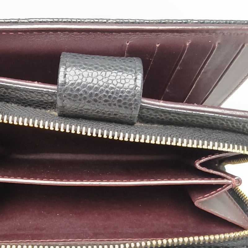 CHANEL 黑色荔枝牛皮18開金扣護照夾對折錢包-4