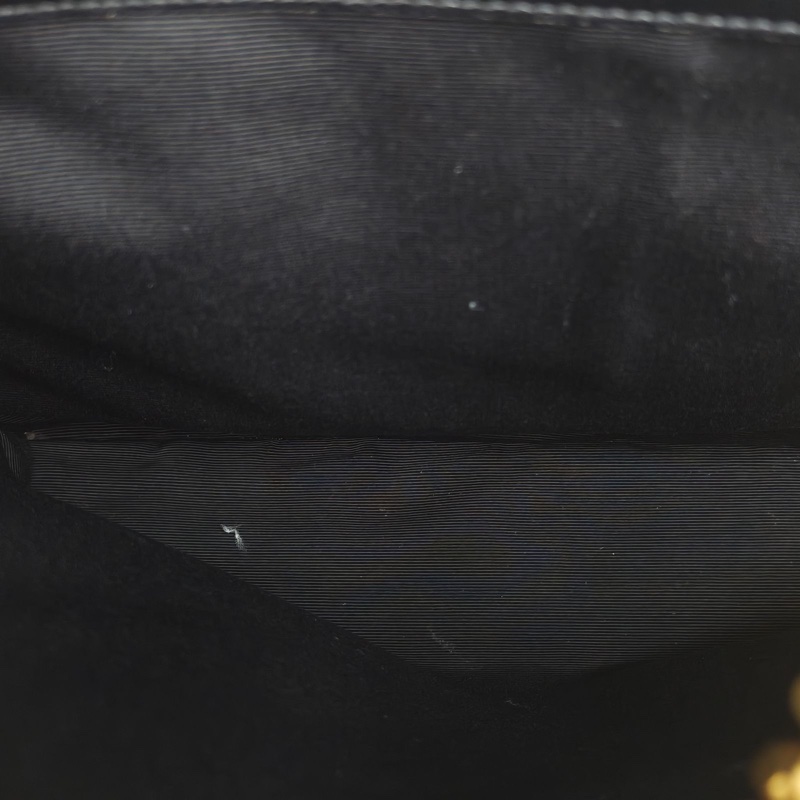 SAINT LAURENT 黑色荔枝牛皮金扣V紋信封單肩托特包-5