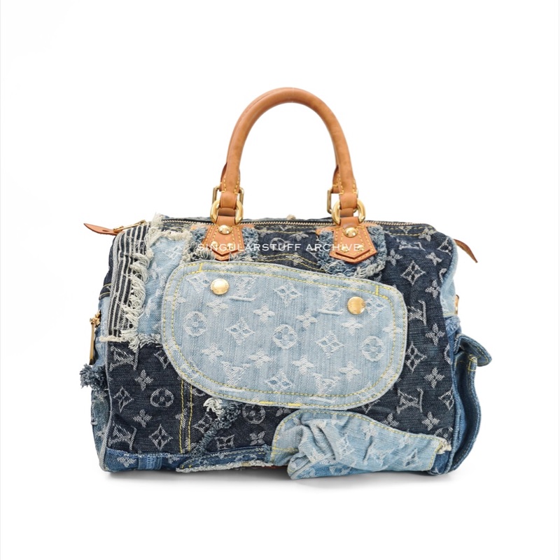 LV 丹寧拼接 Speedy 30 限量手提包-1