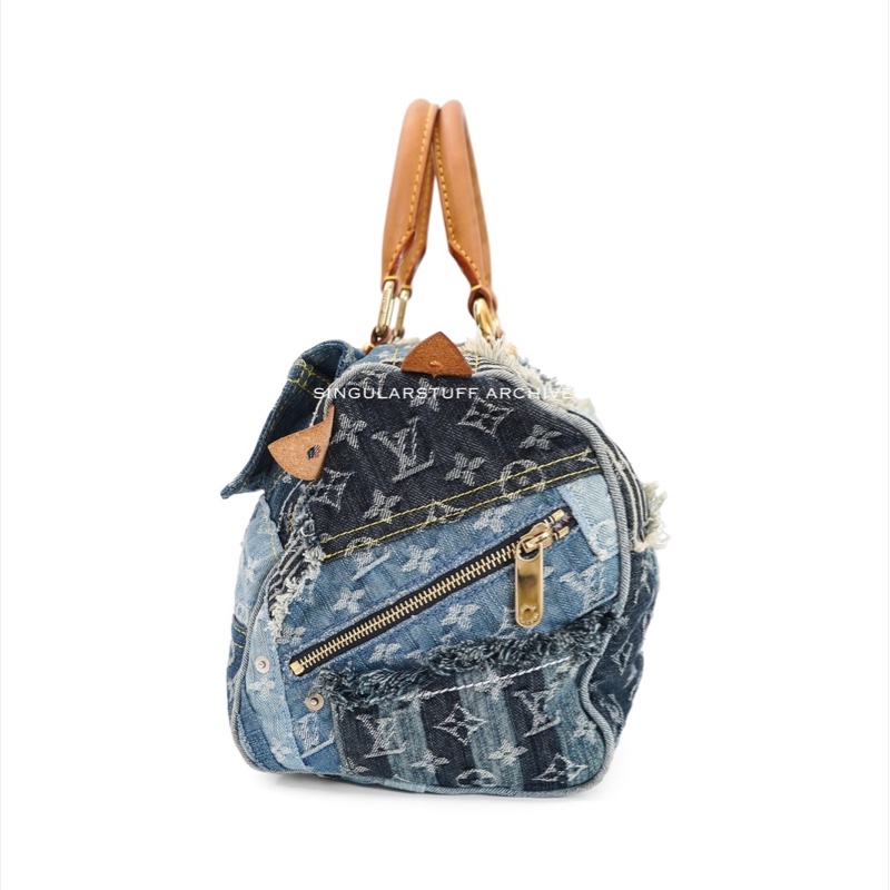 LV 丹寧拼接 Speedy 30 限量手提包-3