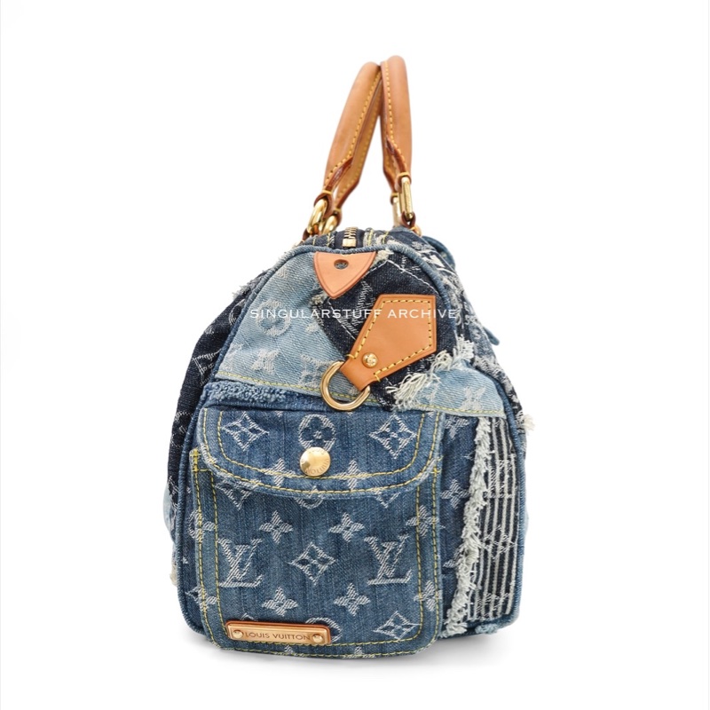 LV 丹寧拼接 Speedy 30 限量手提包-7