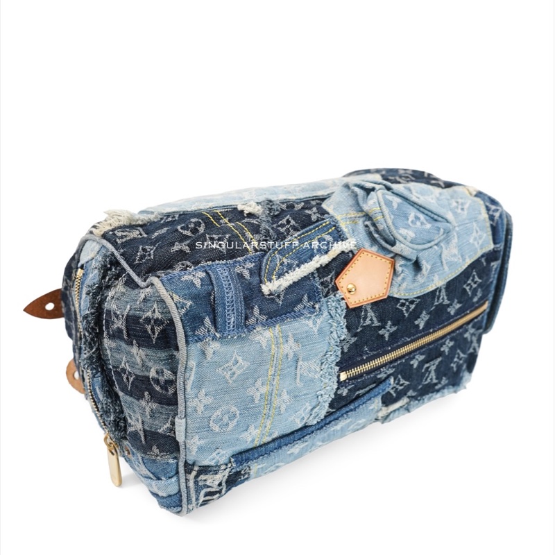 LV 丹寧拼接 Speedy 30 限量手提包-8