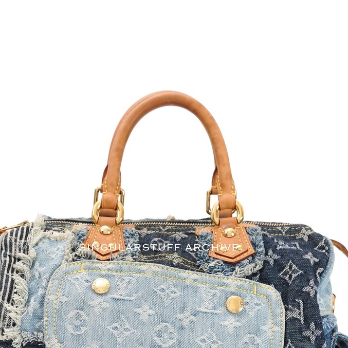 LV 丹寧拼接 Speedy 30 限量手提包-11