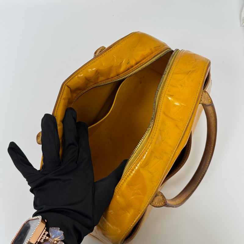 【赫蒂國際精品】Louis Vuitton路易威登 芥末黃漆皮系列 中古手提包 vintage-5