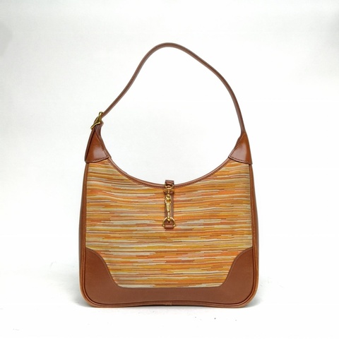 HERMES Trim3134黃褐色Vibrato羊切皮框F金扣