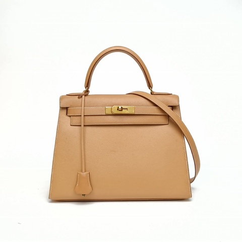 HERMES Kelly282S芝麻色Epsom皮圈X金扣