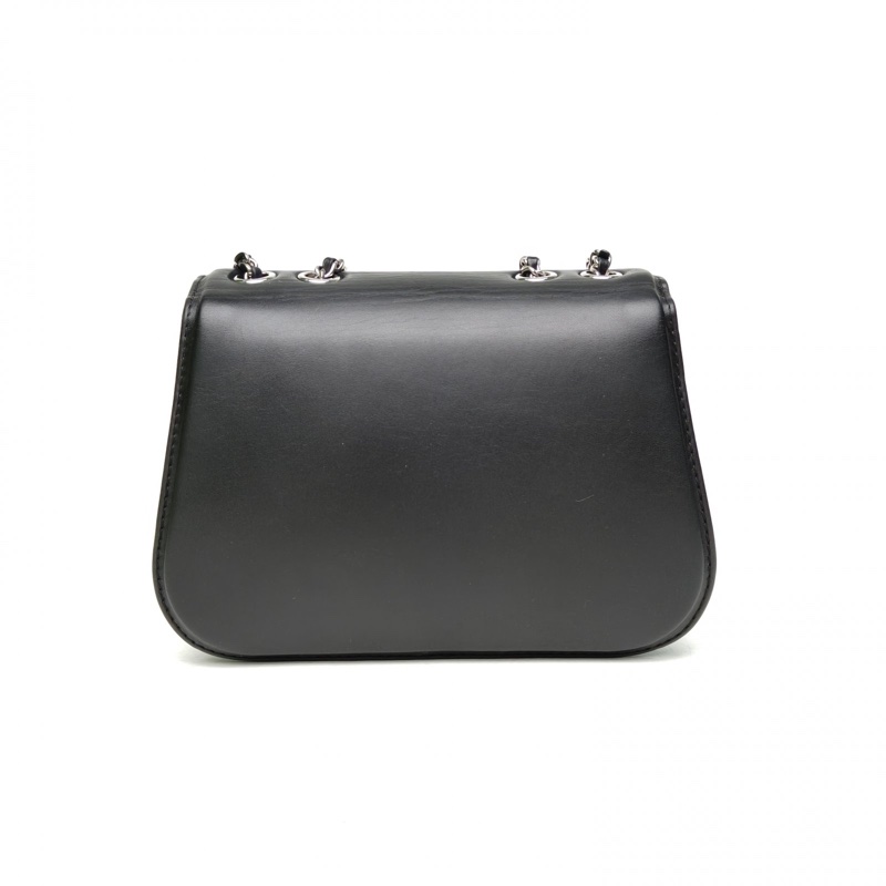 CHANEL 黑色牛皮24開銀扣滾邊鏈條馬鞍包-2