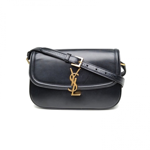 SAINT LAURENT 黑色牛皮金扣Solferino腋下包