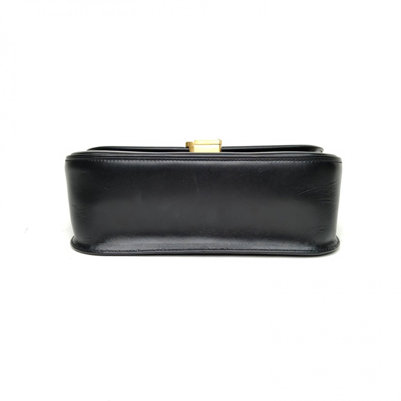 SAINT LAURENT 黑色牛皮金扣Solferino腋下包-3
