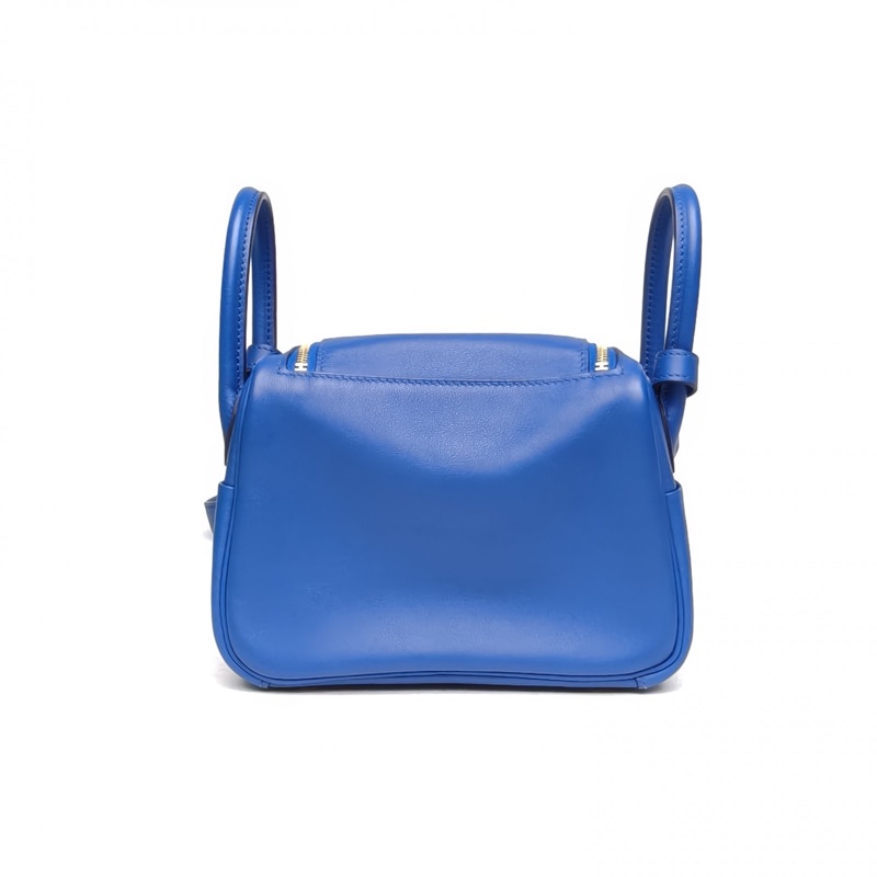 HERMES LindyMini二代法國藍Swift皮U刻金扣-2