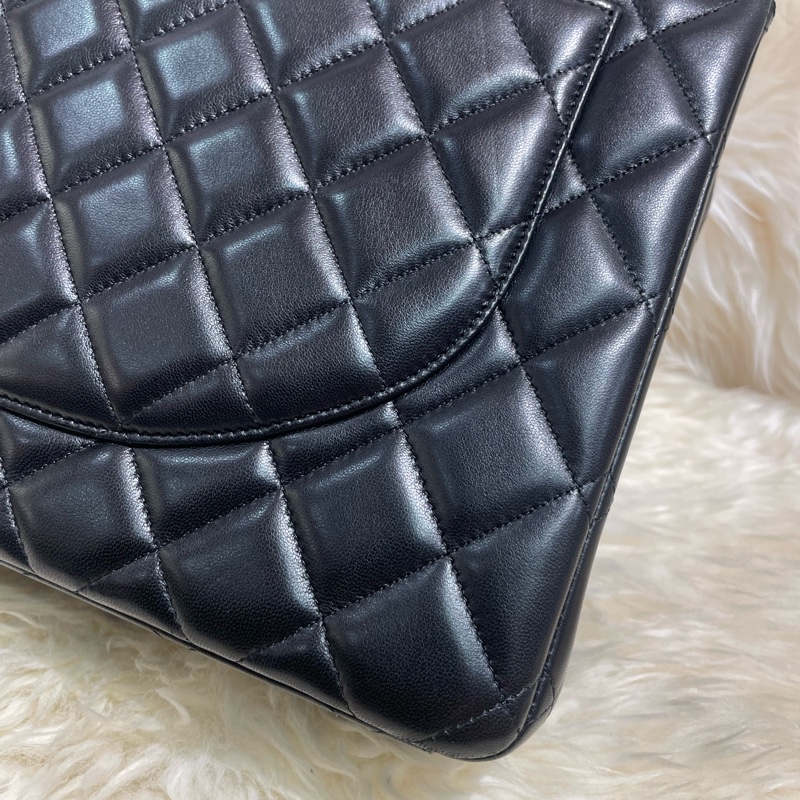 Chanel Maxi Jumbo 羊皮銀扣-5