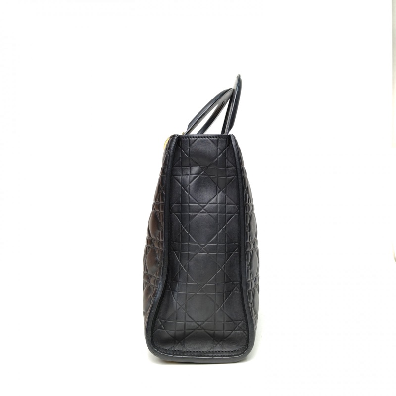 DIOR LadyDior戴妃包七格黑色牛皮金扣2017-1