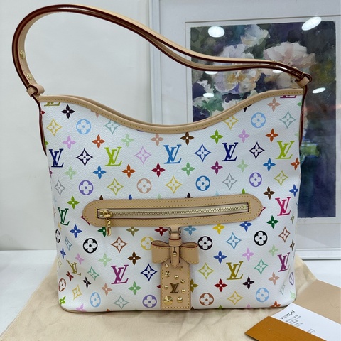LV路易威登x村上隆聯名白三彩lineup單肩腋下包約 35*26 晶片款 26年票