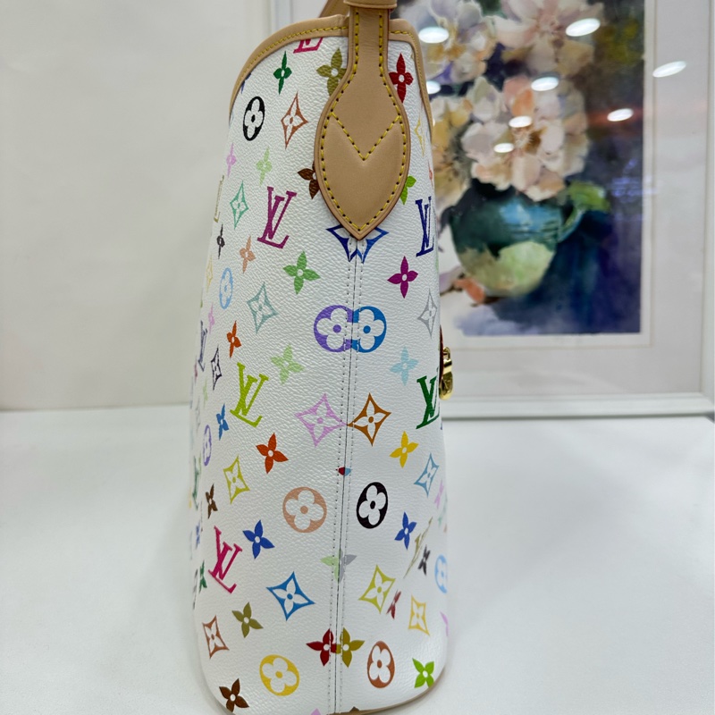 LV路易威登x村上隆聯名白三彩lineup單肩腋下包約 35*26 晶片款 26年票-3