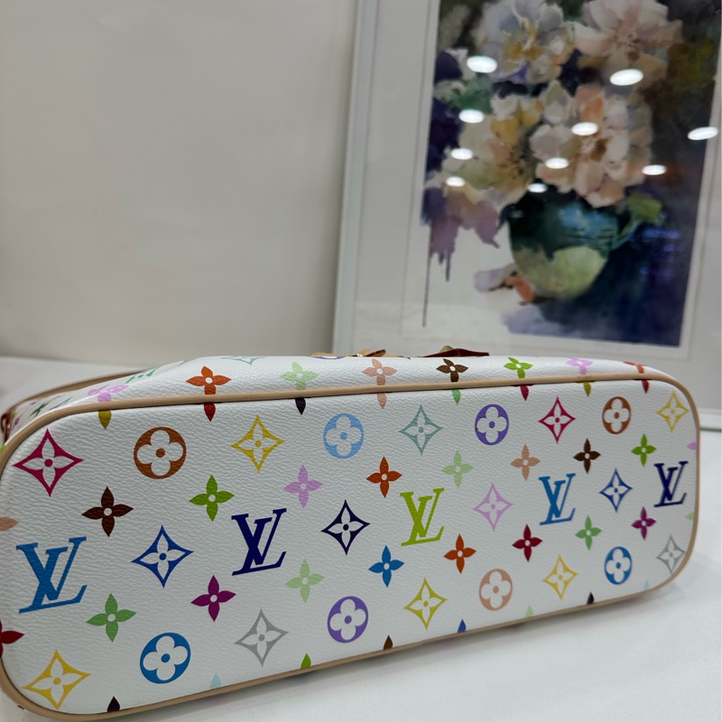 LV路易威登x村上隆聯名白三彩lineup單肩腋下包約 35*26 晶片款 26年票-5
