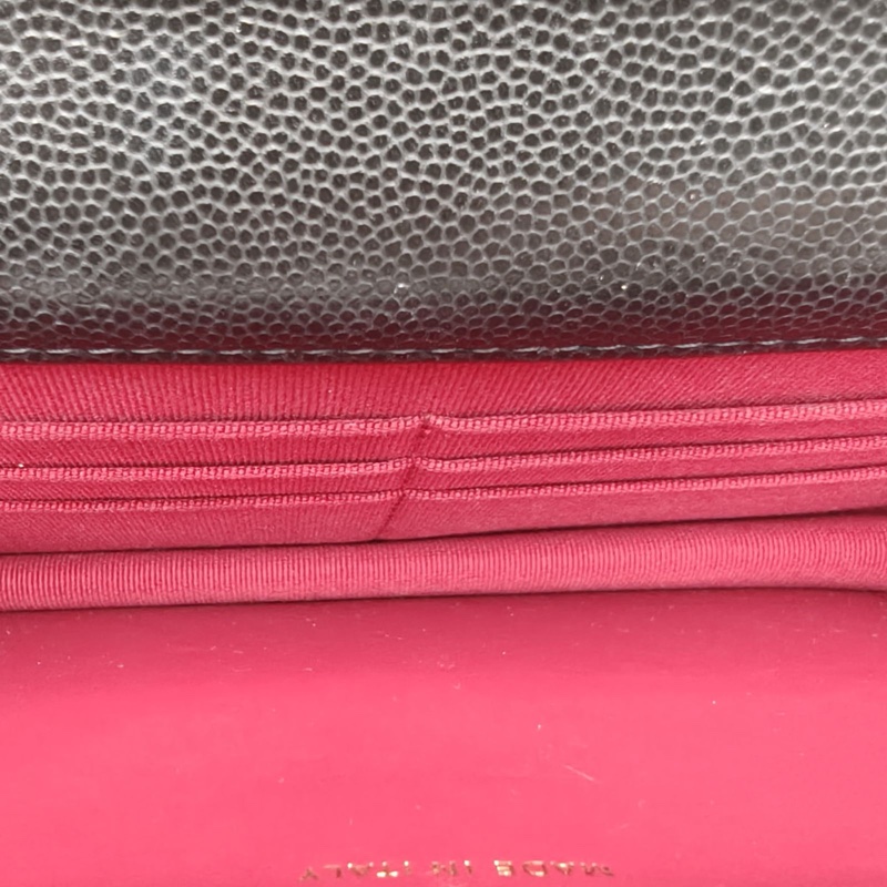 CHANEL 22ACFWOC黑色荔枝牛皮晶片開金扣金幣雙皮穿鏈-4