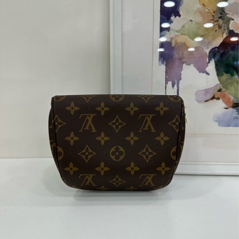 LV路易威登 mini bumbag 老花腰包 金色鏈條肩帶 可斜挎可腰包 晶片 閒置 17*12cm-2