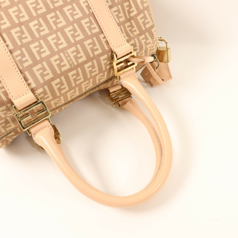 FENDI 帆布Zucchino Mini Boston Bag金扣手挽袋-8