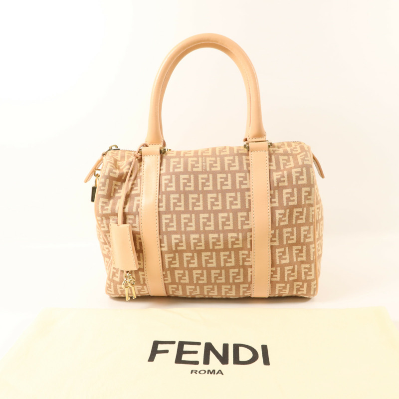 FENDI 帆布Zucchino Mini Boston Bag金扣手挽袋-9