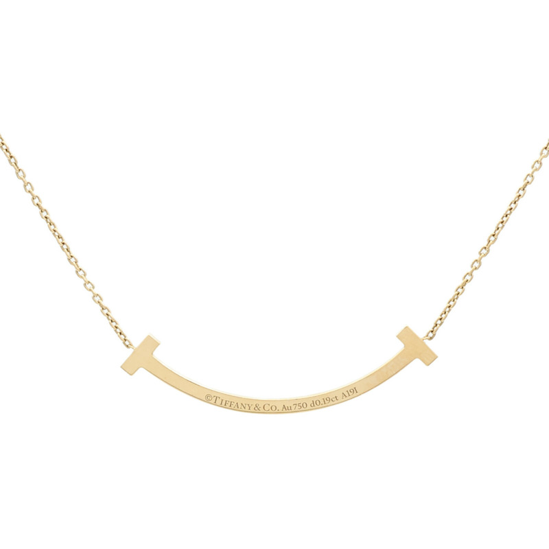 TIFFANY&CO 18K黃金T-Smile Diamond Pendent鑽石項鍊-1