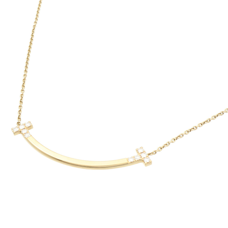 TIFFANY&CO 18K黃金T-Smile Diamond Pendent鑽石項鍊-2