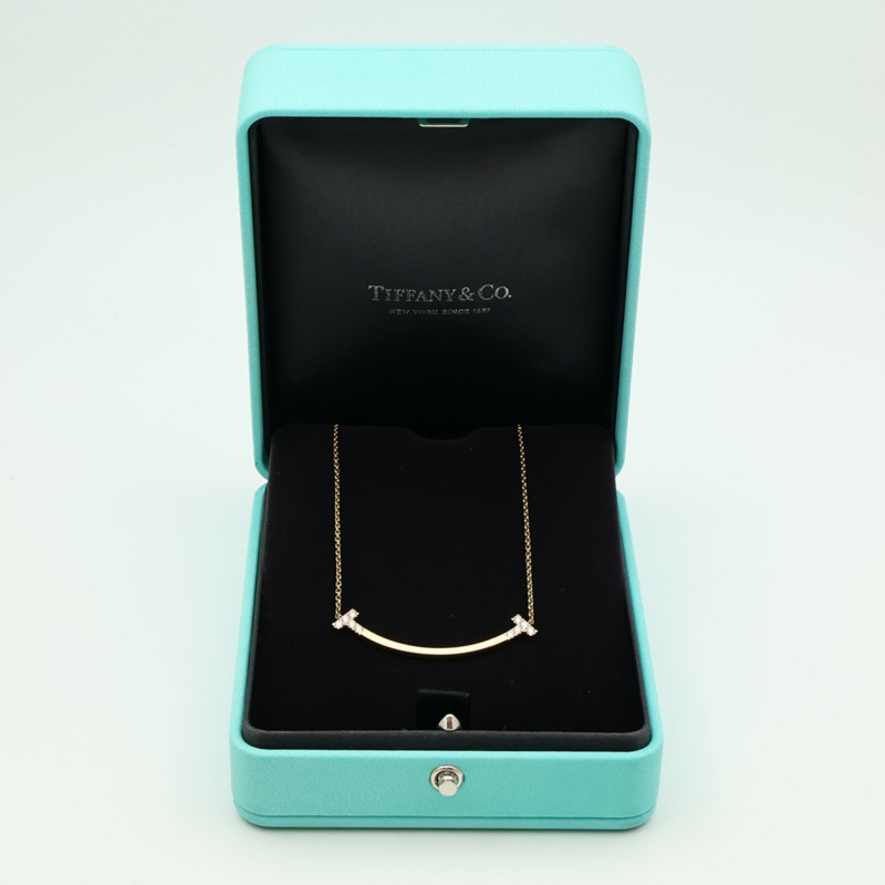TIFFANY&CO 18K黃金T-Smile Diamond Pendent鑽石項鍊-9